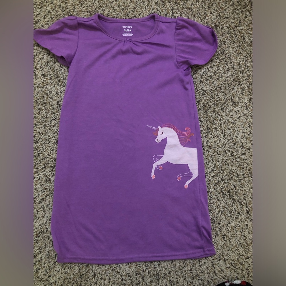 Carter's Purple Short Sleeve Unicorn Night Dress
